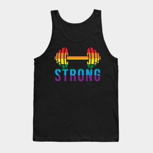 Pride Month STRONG Pride Rainbow Dumbell for Bodybuilders Tank Top